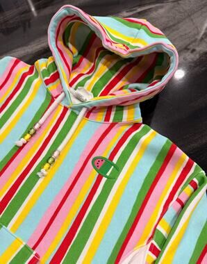 Champion Susan Alexandra UO Reverse Weave Hoodie Medium Watermelon Stripe Beaded